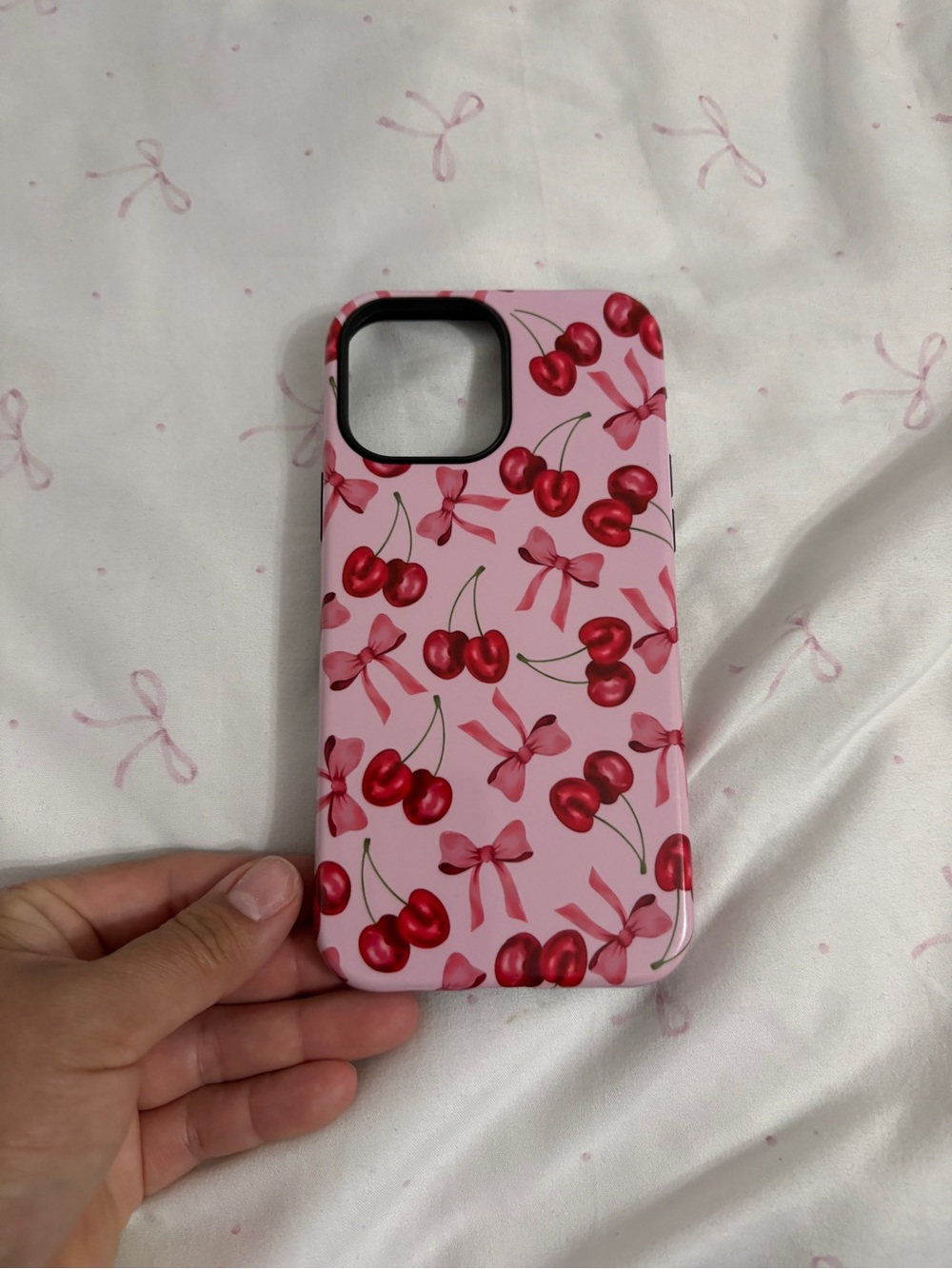 Pink Cherry Pattern Phone Case for iPhone 13 Pro Max